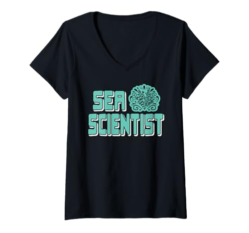 Damen Meer Wissenschaftler Meeresbiologie Forscher Humor T-Shirt mit V-Ausschnitt von Meeresforscher Und Umweltwissenschaft Freunde