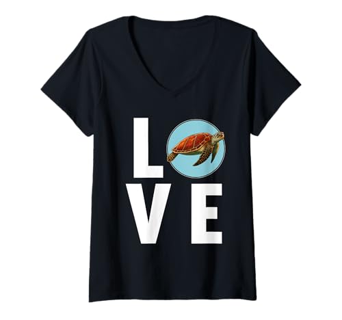 Damen Meeresschildkröten Meeresschildkröte T-Shirt mit V-Ausschnitt Damen Meeresschildkröten Meeresschildkröte T-Shirt mit V-Ausschnitt von Meeresschildkröten Meeresschildkröte Tier Shop