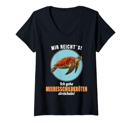 Damen Meeresschildkröten Meeresschildkröte T-Shirt mit V-Ausschnitt von Meeresschildkröten Meeresschildkröte Tier Shop