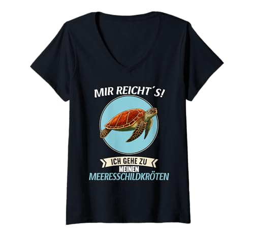 Damen Meeresschildkröten Meeresschildkröte T-Shirt mit V-Ausschnitt von Meeresschildkröten Meeresschildkröte Tier Shop