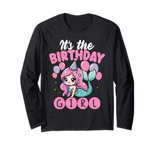 Es Ist Das Geburtstags Mädchen Süßes Meerjungfrau Langarmshirt von Meerjungfrau Geburtstag Design Mädchen und Kinder
