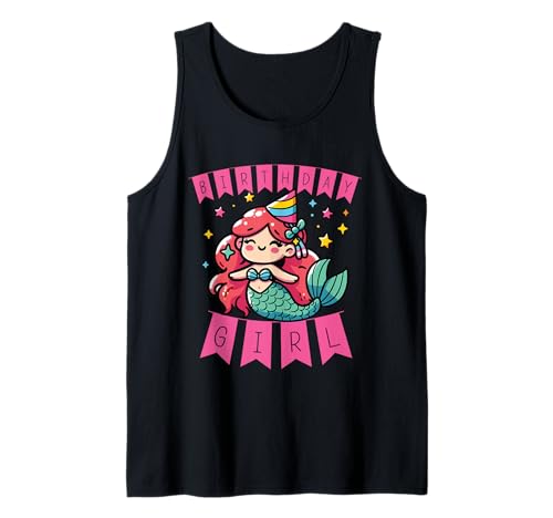 Geburtstagsmädchen Meerjungfrau Süßes Kinder Party Tank Top von Meerjungfrau Geburtstag Design Mädchen und Kinder