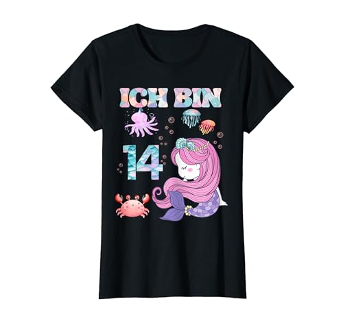 Kinder Meerjungfrau Geburtstag Kinder 14. Geburtstag Mädchen 14 Jahre Meerjungfrau T-Shirt Kinder Meerjungfrau Geburtstag Kinder 14. Geburtstag Mädchen 14 Jahre Meerjungfrau T-Shirt von Meerjungfrau-Geburtstag