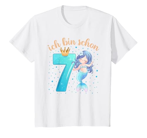 Kinder Ich bin schon 7 Geburtstag Mädchen Meerjungfrau T-Shirt von Meerjungfrau Geburtstagsgeschenke Mädchen