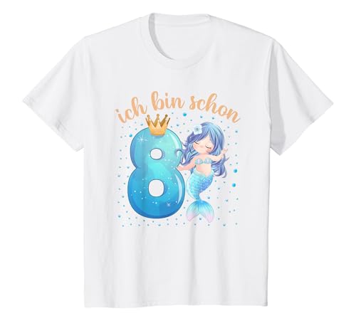 Kinder Ich bin schon 8 Geburtstag Mädchen Meerjungfrau T-Shirt von Meerjungfrau Geburtstagsgeschenke Mädchen