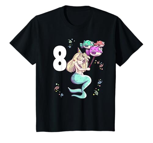 Kinder Meerjungfrau 8 Jahr Mädchen Tochter 8. Geburtstag T-Shirt von Meerjungfrau Kindergeburtstag