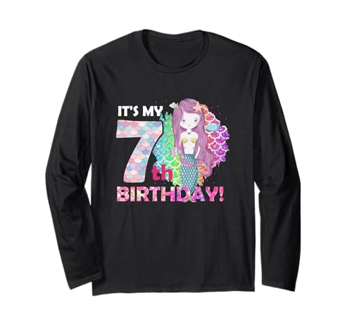 7. Geburtstag Süße Meerjungfrau Mädchen wird 7 Jahre alt Langarmshirt von Meerjungfrau Mädchen Es ist mein 7. Geburtstag