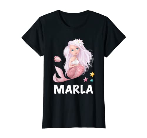 Meerjungfrau Mädchen Schriftzug Marla T-Shirt Meerjungfrau Mädchen Schriftzug Marla T-Shirt von Meerjungfrau Mädchen Name Schriftzug