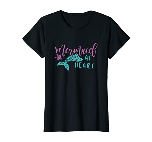 Damen Lila Türkis Lustiges Meerjungfrau T-Shirt Mermaid At Heart von Meerjungfrau T-Shirt By Gigi
