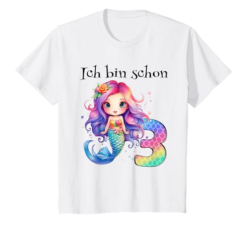 Kinder 3 Geburtstag Mädchen 3 Jahre Geburtstagsoutfit Meerjungfrau T-Shirt von Meerjungfrau T Shirt Für Mädchen Zum Geburtstag