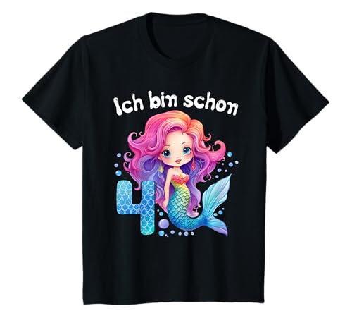 Kinder 4 Geburtstag Mädchen 4 Jahre Geburtstagsoutfit Meerjungfrau T-Shirt von Meerjungfrau T Shirt Für Mädchen Zum Geburtstag