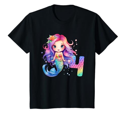 Kinder 4 Geburtstag Mädchen 4 Jahre Geburtstagsoutfit Meerjungfrau T-Shirt von Meerjungfrau T Shirt Für Mädchen Zum Geburtstag