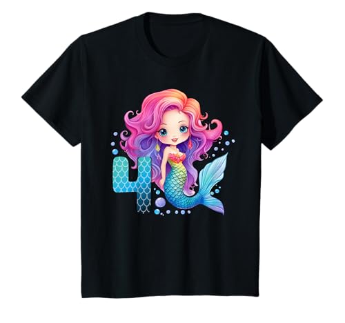 Kinder 4 Geburtstag Mädchen 4 Jahre Geburtstagsoutfit Meerjungfrau T-Shirt von Meerjungfrau T Shirt Für Mädchen Zum Geburtstag