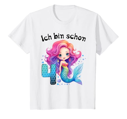 Kinder 4 Geburtstag Mädchen 4 Jahre Geburtstagsoutfit Meerjungfrau T-Shirt von Meerjungfrau T Shirt Für Mädchen Zum Geburtstag
