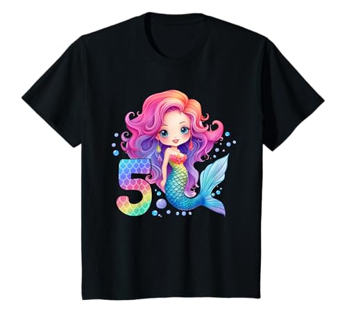 Kinder 5 Geburtstag Mädchen 5 Jahre Geburtstagsoutfit Meerjungfrau T-Shirt von Meerjungfrau T Shirt Für Mädchen Zum Geburtstag