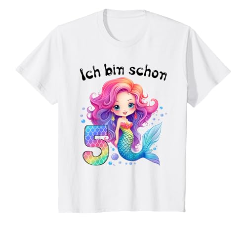 Kinder 5 Geburtstag Mädchen 5 Jahre Geburtstagsoutfit Meerjungfrau T-Shirt von Meerjungfrau T Shirt Für Mädchen Zum Geburtstag