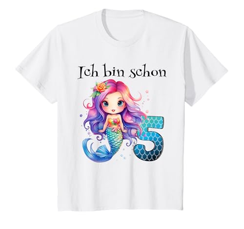 Kinder 5 Geburtstag Mädchen 5 Jahre Geburtstagsoutfit Meerjungfrau T-Shirt von Meerjungfrau T Shirt Für Mädchen Zum Geburtstag