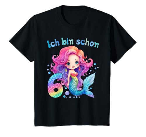 Kinder 6 Geburtstag Mädchen 6 Jahre Geburtstagsoutfit Meerjungfrau T-Shirt von Meerjungfrau T Shirt Für Mädchen Zum Geburtstag