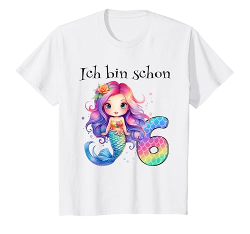 Kinder 6 Geburtstag Mädchen 6 Jahre Geburtstagsoutfit Meerjungfrau T-Shirt von Meerjungfrau T Shirt Für Mädchen Zum Geburtstag