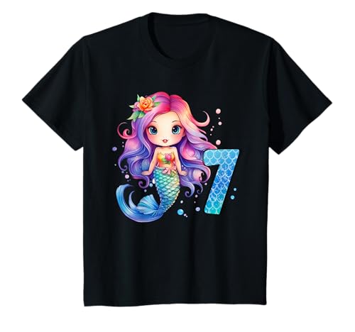 Kinder 7 Geburtstag Mädchen 7 Jahre Geburtstagsoutfit Meerjungfrau T-Shirt von Meerjungfrau T Shirt Für Mädchen Zum Geburtstag