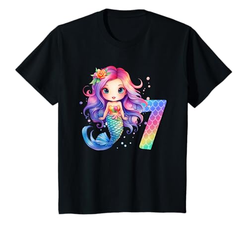 Kinder 7 Geburtstag Mädchen 7 Jahre Geburtstagsoutfit Meerjungfrau T-Shirt von Meerjungfrau T Shirt Für Mädchen Zum Geburtstag