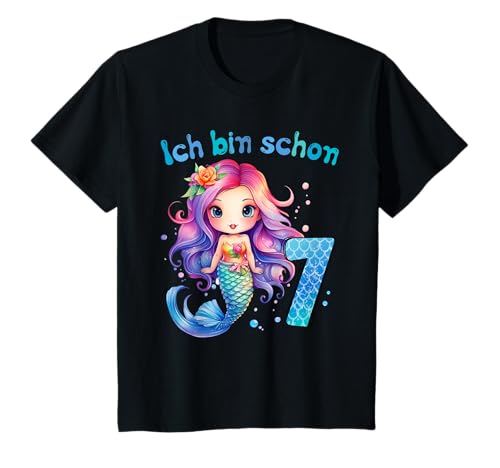 Kinder 7 Geburtstag Mädchen 7 Jahre Geburtstagsoutfit Meerjungfrau T-Shirt von Meerjungfrau T Shirt Für Mädchen Zum Geburtstag