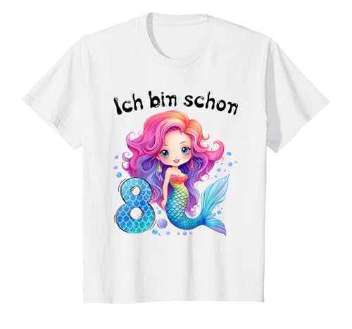 8 Geburtstag Mädchen 8 Jahre Geburtstagsoutfit Meerjungfrau T-Shirt von Meerjungfrau T Shirt Für Mädchen Zum Geburtstag