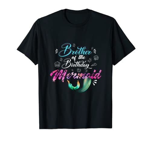 Brother of the Birthday Mermaid Geburtstagsfeier Mädchen T-Shirt von Meerjungfrauen Design Themenparty Party Einladung