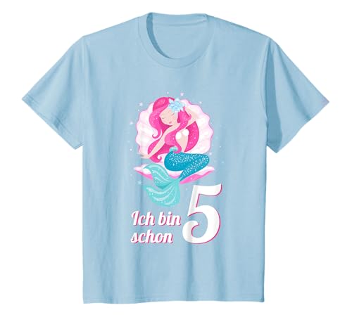 Kinder Ich bin schon 5 Jahre Meerjungfrau 5. Geburtstag T-Shirt von Kindergeburtstag Meerjungfrauen Designs
