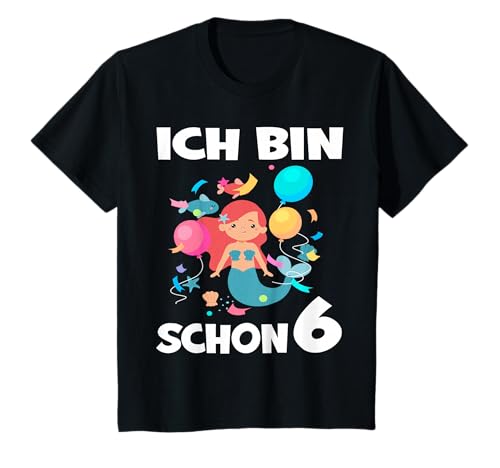 Meerjungfrau 6 Jahre Geburtstagsshirt 6. Geburtstag Mädchen T-Shirt von Meerjungfrauen Mädchen Kindergeburtstag Geschenke