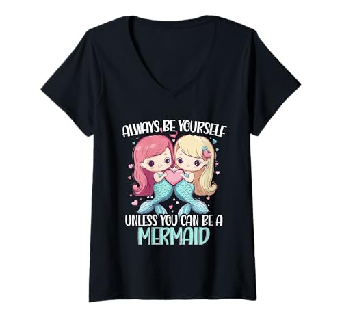 Damen Meerjungfrau Always Be Yourself Unless You Can Be A Mermaid T-Shirt mit V-Ausschnitt von Meerjungfrauen Meerjungfrau