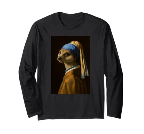 Erdmännchen Mädchen Perlenohrmalerei Kunst Jungen Mädchen Kinder Langarmshirt Erdmännchen Mädchen Perlenohrmalerei Kunst Jungen Mädchen Kinder Langarmshirt von MeerkatAxis1