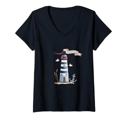 Damen Meerliebe T-Shirt mit V-Ausschnitt Damen Meerliebe T-Shirt mit V-Ausschnitt von Meerliebe