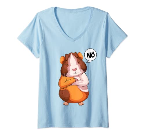 Damen Meerschweinchen Meerschwein Mädchen Kinder Jungen T-Shirt mit V-Ausschnitt von Meerschwein & Meerschweinchen Geschenke