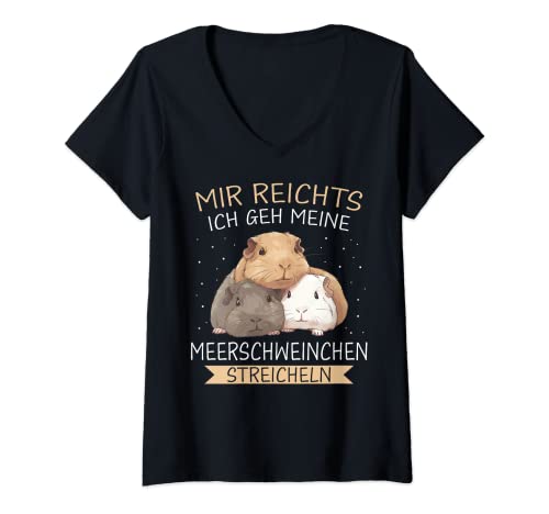 Damen Meerschweinchen Mir reichts Meerschweinchen streicheln T-Shirt mit V-Ausschnitt Damen Meerschweinchen Mir reichts Meerschweinchen streicheln T-Shirt mit V-Ausschnitt von Meerschweinchen Kurzhaar Langhaar Crested
