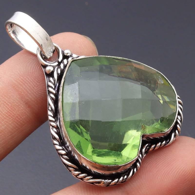 Peridot Quarz Edelstein Anhänger Handgemachtes Sterling Silber Überzogene Platedbest Geschenk Ms442 von MeeshacreationsIN