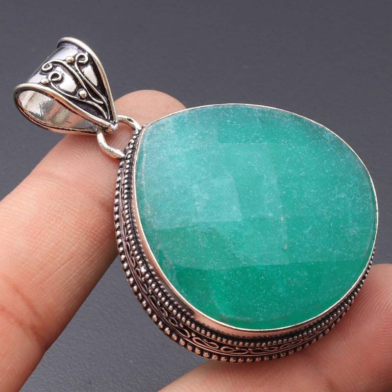 Smaragd Edelstein Vintage Style Anhänger Handgemachtes Sterling Silber Überzogene Platedbest Geschenk Ms394 von MeeshacreationsIN