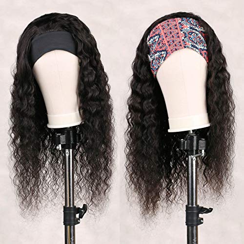 61 cm lange Stirnband-Perücke, Echthaar, für schwarze Frauen, wasserwellig, Echthaar-Perücke, klebefrei, mit Stirnband, gelockt, ohne Lace-Front, 9A, brasilianisches Remy-Haar von Meet Naive
