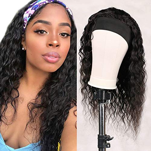 Haarreif-Perücke, Echthaar, für schwarze Frauen, wasserwellig, Echthaar-Perücke, 50,8 cm, klebefreie Perücke mit Stirnband, gelockt, ohne Lace-Front, 9 A, brasilianisches Remy-Haar Haarreif-Perücke, Echthaar, für schwarze Frauen, wasserwellig, Echthaar-Perücke, 50,8 cm, klebefreie Perücke mit Stirnband, gelockt, ohne Lace-Front, 9 A, brasilianisches Remy-Haar von Meet Naive