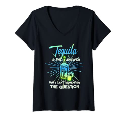 Damen Tequila Is The Answer I Lustige Tequila Sprüche T-Shirt mit V-Ausschnitt von Meet The Merch Art
