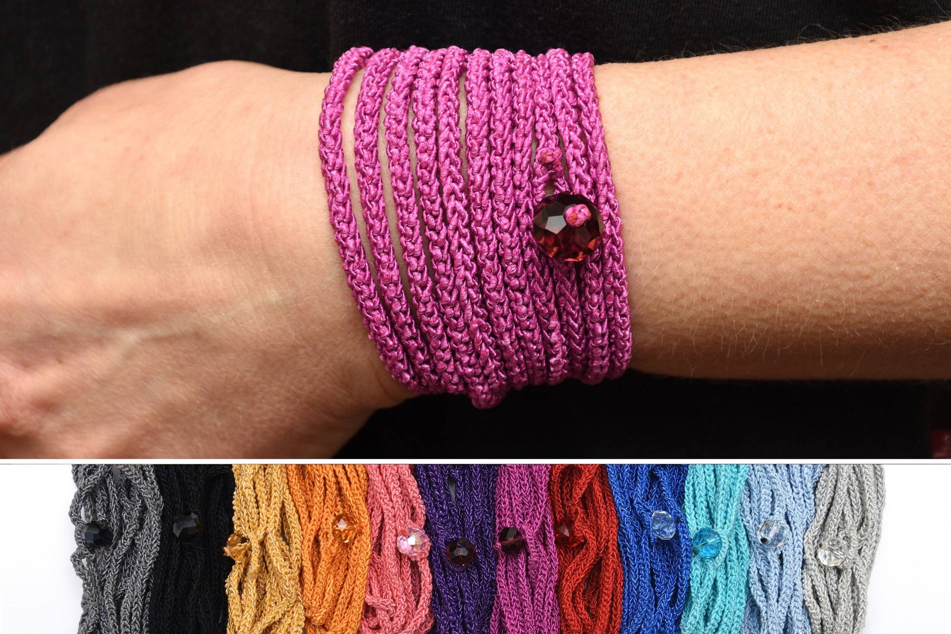 Langes Wickelarmband Häkelarmband Boho Armband Schmuck Schwester Geschenk Für Frau Freundin von MeetBestKnit