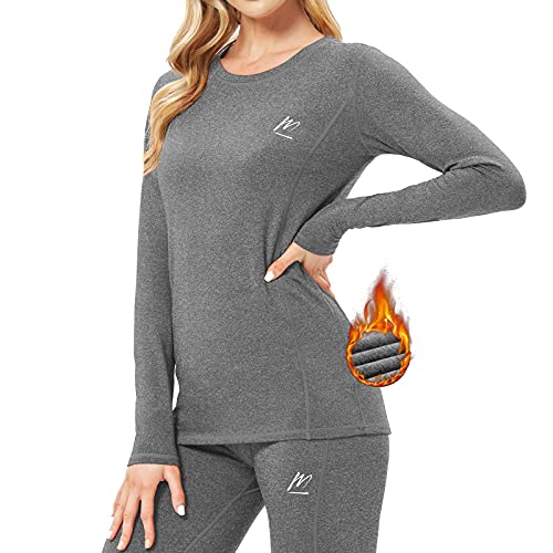 MeetHoo Thermounterwäsche Damen, Funktionsunterwäsche Set Funktionswäsche Thermoaktiv Thermowäsche Base Layer Skiunterwäsche Skifahren Laufen, Grau, S von MeetHoo