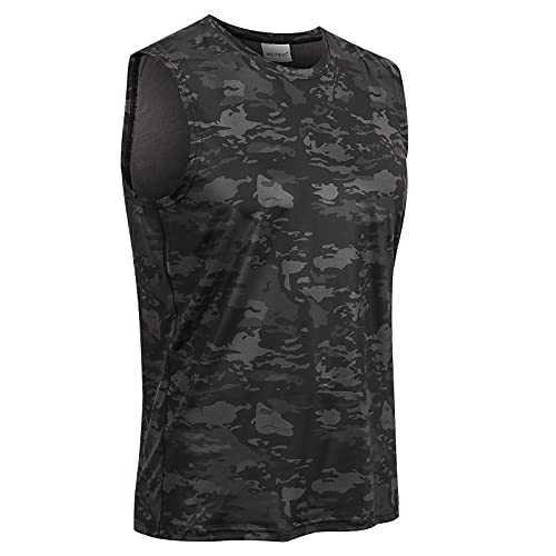MeetHoo Herren Tank Top, Muskelshirts Tankshirt Ärmellose Shirt Achselshirt Schnelltrocknendes Unterhemd Gym Running für Männer (L, 1-Tarnung) von MeetHoo