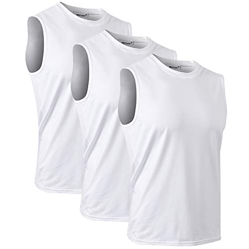 MeetHoo Herren Tank Top, Muskelshirts Tankshirt Ärmellose Shirt Achselshirt Schnelltrocknendes Unterhemd Gym Running für Männer (L, Weiß+weiß+weiß) von MeetHoo