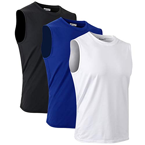 MeetHoo Herren Tank Top, Muskelshirts Tankshirt Ärmellose Shirt Achselshirt Schnelltrocknendes Unterhemd Gym Running für Männer (XL, Schwarz+weiß+blau) von MeetHoo