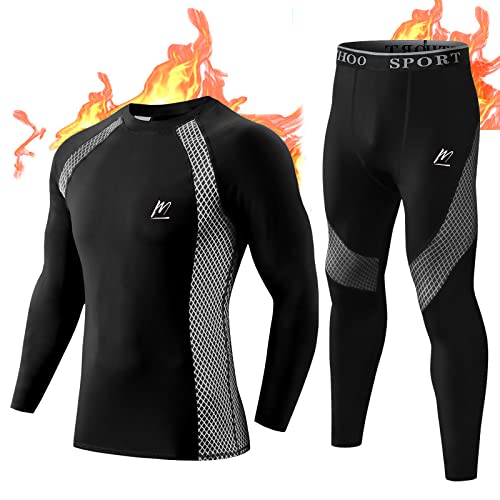 MeetHoo Thermounterwäsche Herren, Funktionsunterwäsche Atmungsaktiv Thermo Unterwäsche Set Lang Thermohemd & Thermohose für Männer Skifahren Laufen Sport von MeetHoo