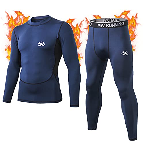 MeetHoo Thermounterwäsche Herren, Funktionsunterwäsche Set Funktionswäsche Atmungsaktiv Thermo Unterwäsche Thermowäsche Base Layer Radsport Laufen(Blau, XXL) von MeetHoo