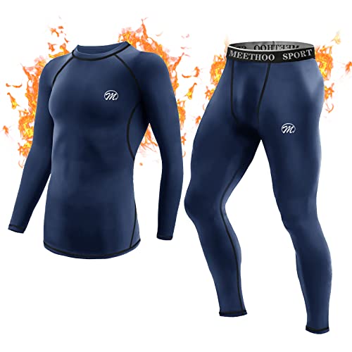 MeetHoo Thermounterwäsche Herren, Funktionsunterwäsche Set Funktionswäsche Thermo Skiunterwäsche Thermowäsche Base Layer Unterhemd Unterhose für Laufen von MeetHoo