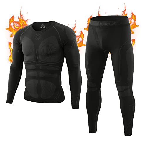 MeetHoo Thermounterwäsche Herren, Warm Atmungsaktiv Funktionsunterwäsche Thermowäsche Set Thermo Unterwäsche Lang Thermohemd & Thermohose für Männer Winter Skifahren Laufen Sport von MeetHoo