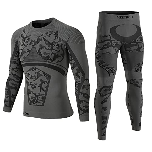 MeetHoo Thermounterwäsche Herren, Warm Atmungsaktiv Funktionsunterwäsche Thermowäsche Set Thermo Unterwäsche Lang Thermohemd & Thermohose für Männer Winter Skifahren Laufen Sport von MeetHoo